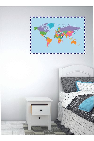 Master World Map English Capital Countries Sticker (90x61) Cm