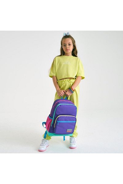 Coral High Kids Purple Color Detailed 2-Piece School Bag Set GOSET0223734