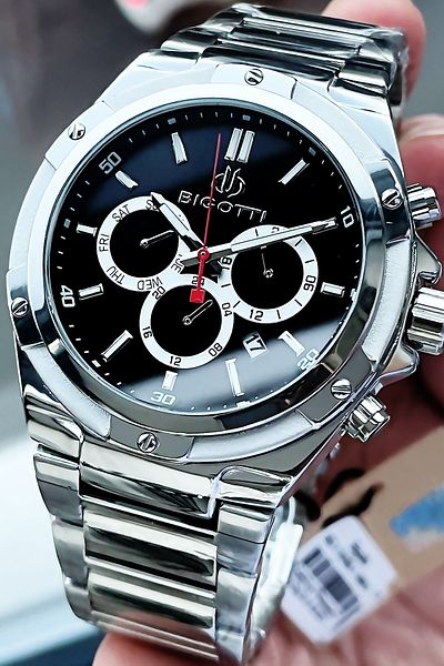 Bigotti All Steel Men's Wristwatch 5 Atm Waterproof Silver Color Bracelet Gift Elg913