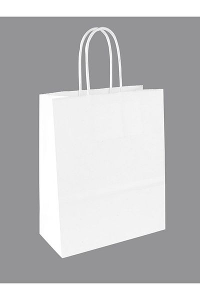 Elif mağazacılık Kraft Bag White 25x12x31 25 Pieces