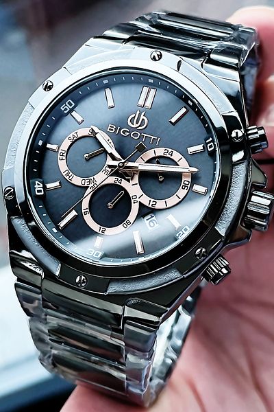 Bigotti All Steel Men's Wristwatch 5 Atm Waterproof Smoked Color Bracelet Gift Elg918