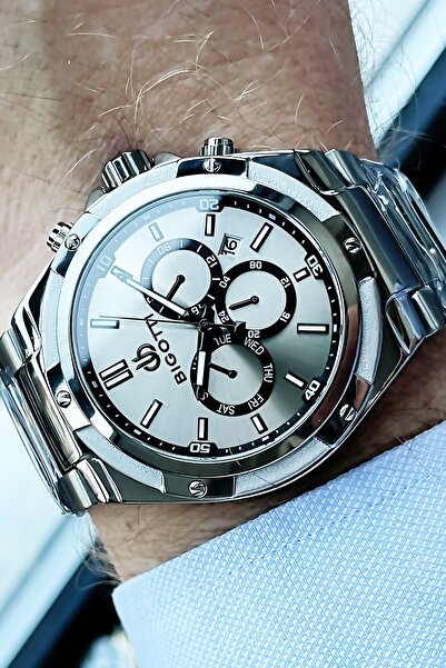 Bigotti All Steel Men's Wristwatch 5 Atm Waterproof Silver Color Bracelet Gift Elg916
