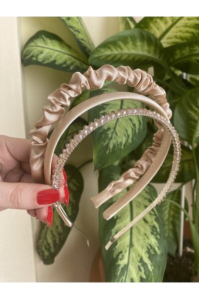 CSR AKSESUAR مجموعة من 3 تيجان من حجر الساتان والكريستال