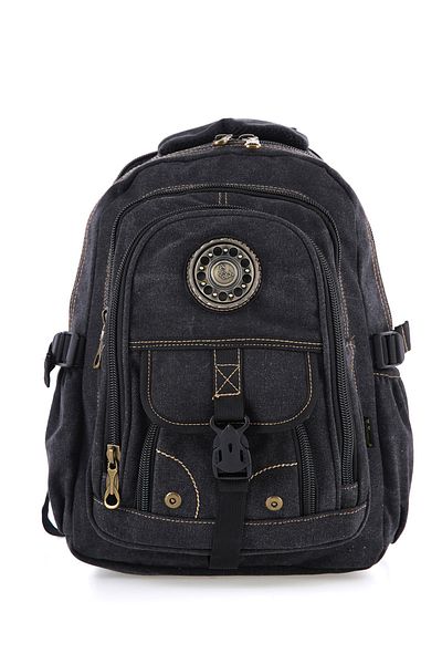 MUCCO Unisex μαύρο σακίδιο πλάτης από καμβά - Αδιάβροχο, με πολλές τσέπες, μοντέλο Ccs51413