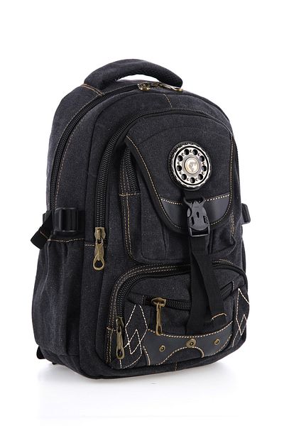 MUCCO Unisex μαύρο σακίδιο πλάτης από καμβά - Αδιάβροχο, με πολλές τσέπες, Ccs51416