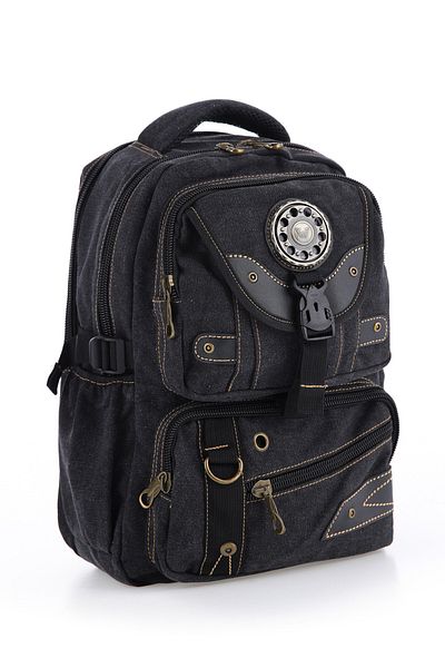 MUCCO Unisex μαύρο σακίδιο πλάτης από καμβά - Αδιάβροχο, με πολλές τσέπες, μοντέλο Ccs51414