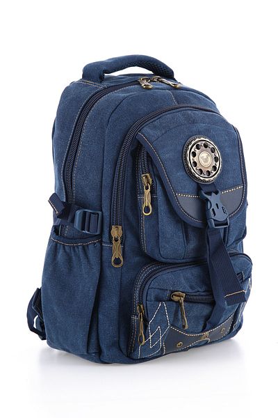 MUCCO Ccs51416 Model Unisex Navy Blue Canvas Backpack - Αδιάβροχο, Πολλαπλές τσέπες