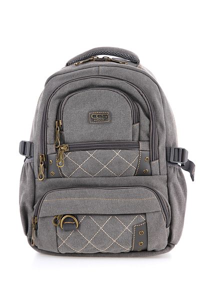 DİNGABAGS ÇÇS Grey Ccs51411 Πανί από καμβά Unisex Αδιάβροχο σακίδιο πλάτης με πολλές τσέπες