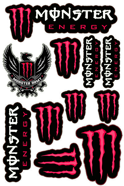Universal MONSTER SPONSOR Uyumlu STİCKER SETİ A4 KIRMIZI
