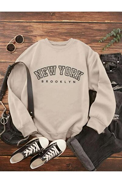 MOONBULL Unisex Λευκό φούτερ με στάμπα New York Brooklyn