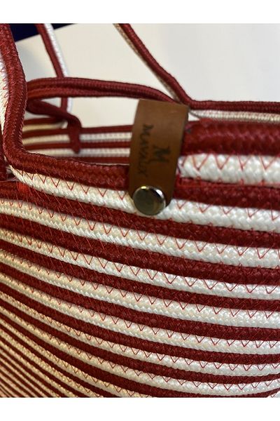 MaVaux Τσάντα παραλίας Zebra Jute Straw Look Τσάντα με λαβή γιούτας Vegan Bag
