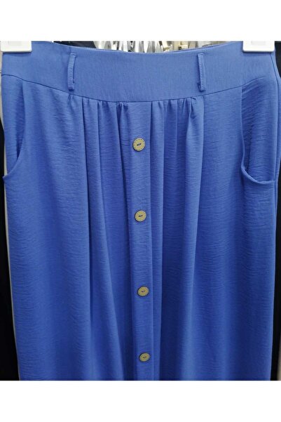 Misgal çingene etek kloş tarzı altı fırfırlı etek mavi  08432