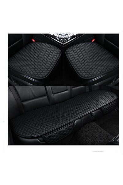 TEKNOCLUB وسادة مقعد سيارة عالمية مكونة من 3 قطع لمركبات باسات - جلد أسود، نم...