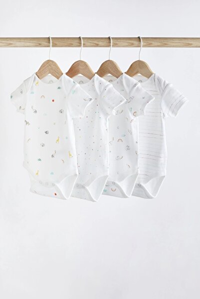 Next Baby 4'lü %100 Organik Pamuk Desenli Zıbın Seti