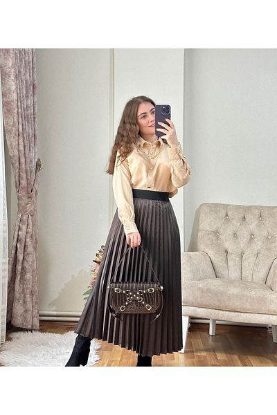 Butik Beyza Σατέν φούστα με πλισέ ελαστική μέση