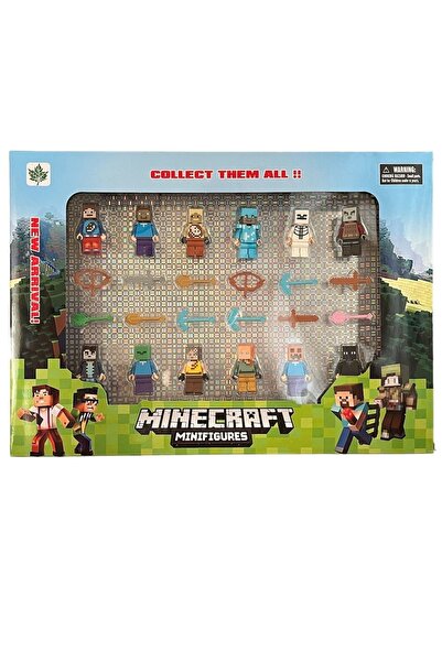JOYFUL CHİLD Minecraft Mega Set 12 Figürlü Tam 24 Parça Figür Boyutları 4 cm