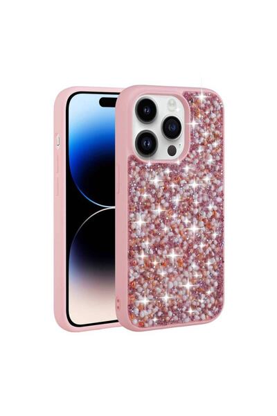 Rivor Apple iPhone 14 Pro Uyumlu Kılıf Kamera Çıkıntılı Parlak Taşlı Tasarım ...