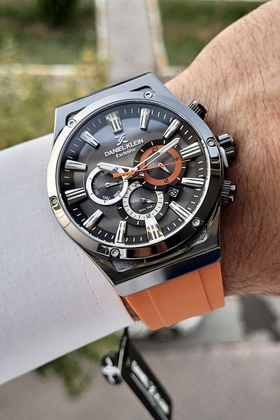 Daniel Klein Orange Color Inner Indicators Active Function Men's Wristwatch