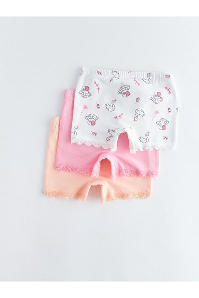 LC Waikiki Printed Baby Girl Boxers with Elastic Waist 3-Piece