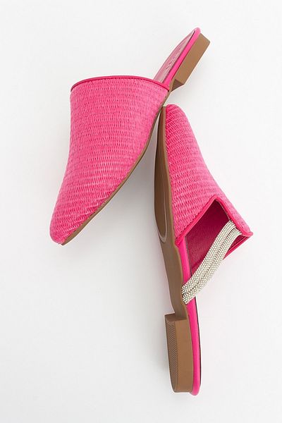 LuviShoes PESA Fuchsia Straw Stone Damenhausschuhe