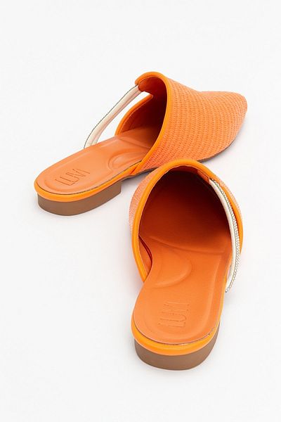 LuviShoes PESA Orange Straw Stone Women's Slippers