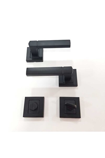 ARON Sofuoğlu Polat Lüx Kare Rozetli Mat Siyah (BANYO-WC) Kapı Kolu Alüminyum / Çelik