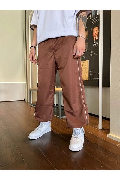Gofeel Λεπτομέρεια γραμμής Harajuku Oversize Unisex Παντελόνι Αλεξίπτωτο