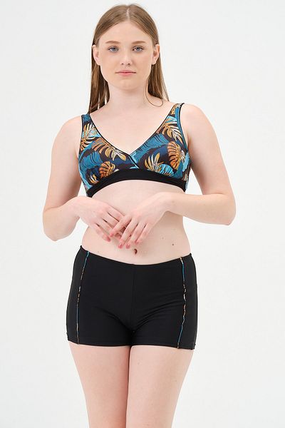 vawensea Women's Colorful Patterned Double Breasted Bikini Set Blue (WIDE SIZE RANGE)