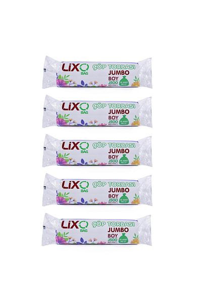 LİXOBAG J-500 Jumbo Size Garbage Bag 80x110 Cm 10 Pieces Rolls * 5 Packs = 50 Pieces Black