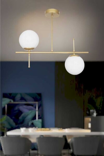 BSA LIGHTING ثريا حديثة مطلية بصفين من بيرلا (زجاج أبيض)