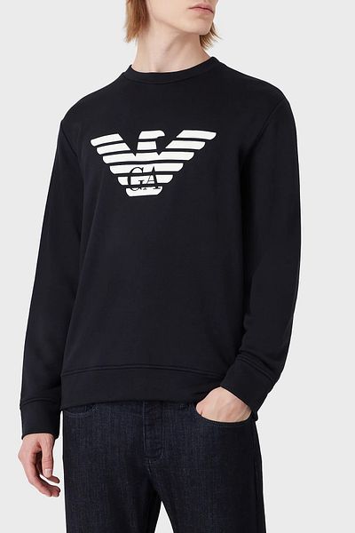 Navy armani sweatshirt hotsell