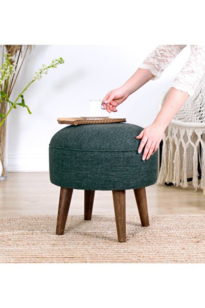 Lorencehome Deff Puf - Gri Yeşil