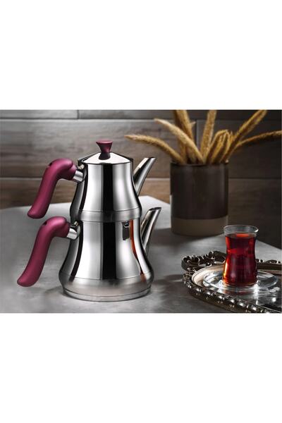 Yıldız çelik Naz 304 kalite Çelik Çaydanlık Orta Boy