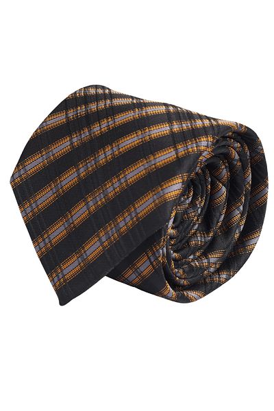 Esgue Hand Made 7.5 cm Smoked - Gold Striped Tie