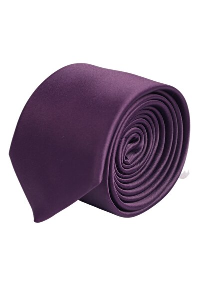 Esgue Hand Made Slim 6 cm Micro Satin Purple Tie