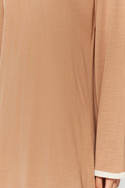 Trendyol Modest Μπεζ φόρεμα άνετο μακρύ πλεκτό TCTAW24EB00032