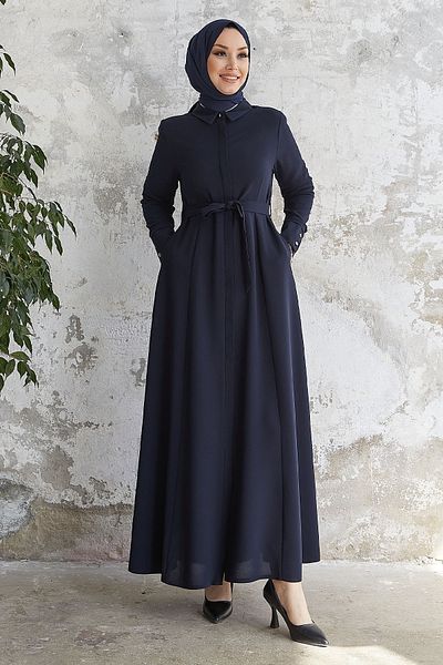 InStyle Наждачний комір гомлек Abaya темно-синій