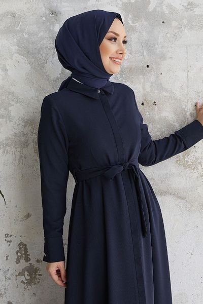 InStyle Наждачний комір гомлек Abaya темно-синій