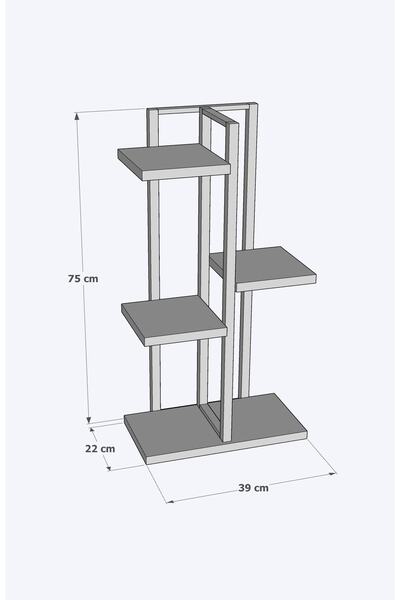 EGEMEV Çiçeklik Dekoratif Saksılık Ahşap Saksılık Dekoratif 5 Bölmeli Metal Çiçeklik Saksı Standı