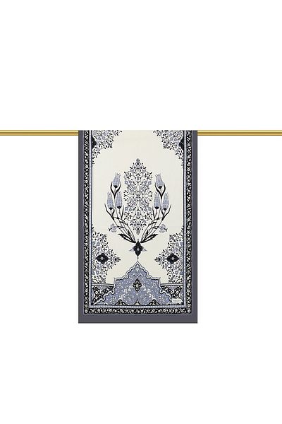 Bursa İpek Ecru Gray Candlestick Tulip Silk Scarf