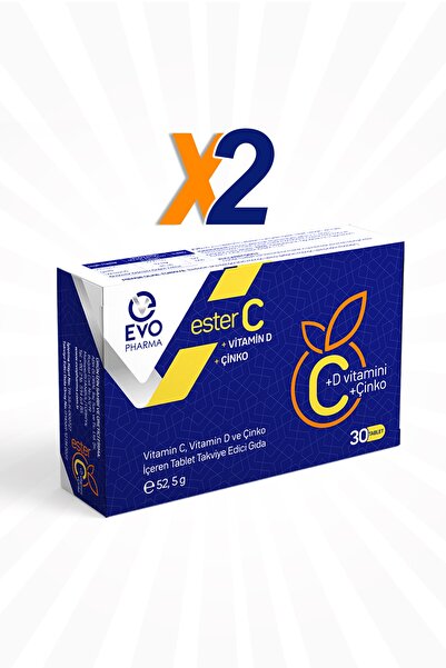 EVOPHARMA Ester VitaminCVitaminDand Zinc Food Supplement - 30 Tablets 2 Pieces
