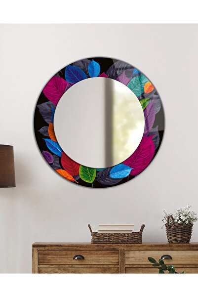 Genel Markalar Desenli Duvar Aynası, Temperli Cam Kenarlı Dekoratif Ayna, Mut...