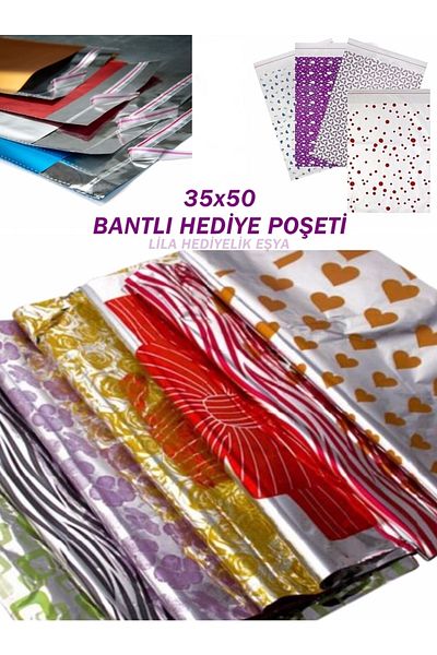 LilaHediyelikEşya 50 τμχ 35x50 τσάντα δώρου με ταινία / Συσκευασία δώρου