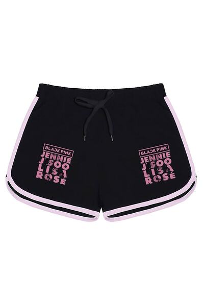 MECH BUTİK Blackpink Square Štampano crne kratke hlače
