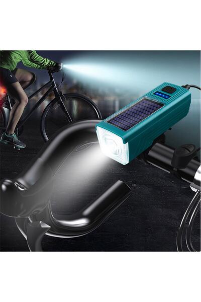 Schulzz 1000 Lümen 5 Modlu Su Geçirmez Solar Güneş Enerjili USB Şarjlı Bisiklet Farı