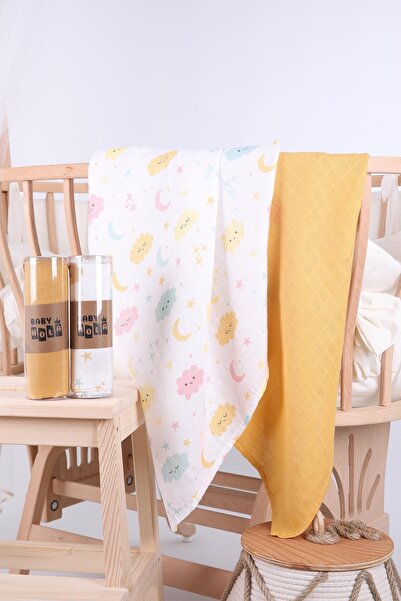 Babyhola طقم بطانية موسلين مكون من قطعتين مقاس 80 × 80 سم هدية عضوية للرضاعة ...