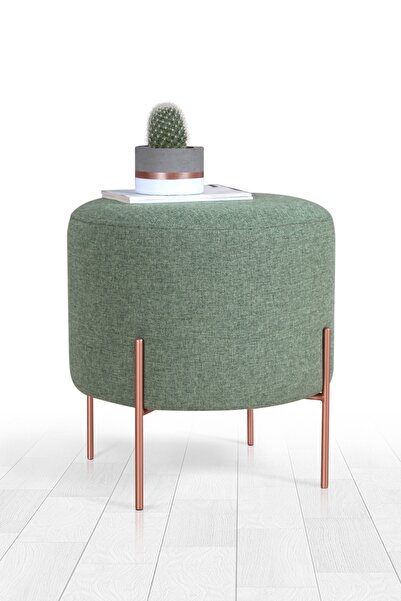 Lorencehome Copper Puf - Yuvarlak Yeşil