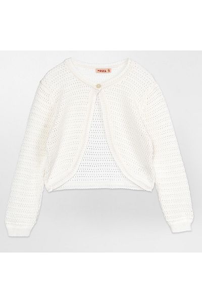 Minora Girl's Knitwear Openwork Bolero Bone