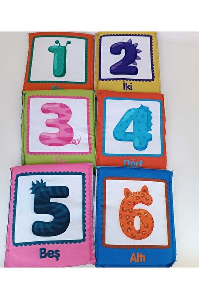 LRS STORE 12 Görseli Sayılar Hışırtılı Bez Kartlar Ilk Kitap Serisi Eğitici B...