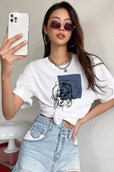 ZEMLİYA Unisex ριγέ εμπριμέ γυναικείο μπλουζάκι - Αισθητικό